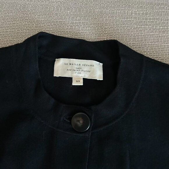 ✨ SALE Sezane Ava Mini Dress XSmall Black Noir Knit Button Front Stretch - Picture 6 of 8